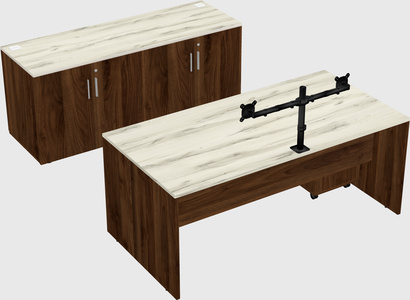 Parallel desk with credenza