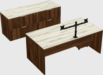 Parallel desk with credenza