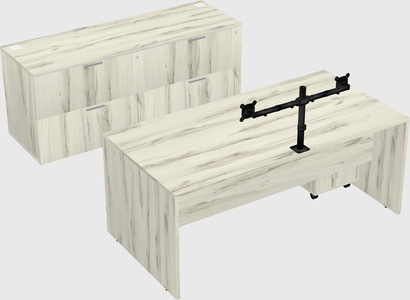 Parallel desk with credenza