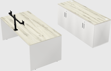 Parallel desk with credenza
