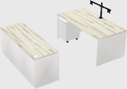 Parallel desk with credenza