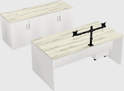 Parallel desk with credenza
