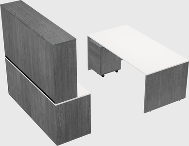 Parallel desk with credenza