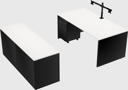 Parallel desk with credenza