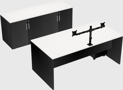 Parallel desk with credenza