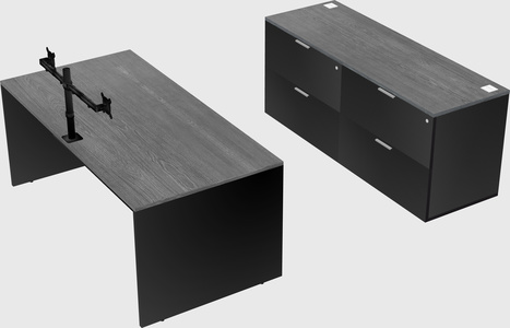 Parallel desk with credenza