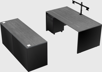 Parallel desk with credenza