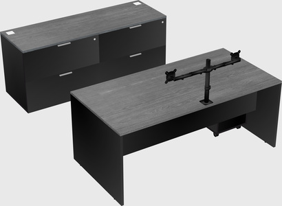 Parallel desk with credenza