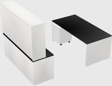 Parallel desk with credenza
