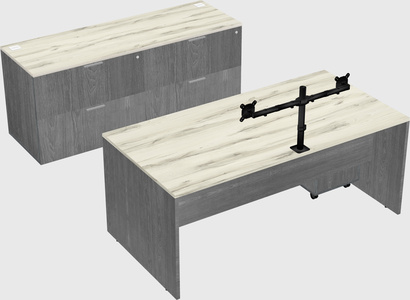 Parallel desk with credenza