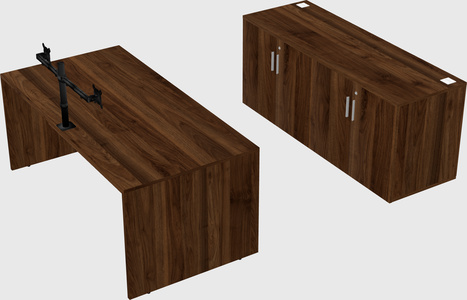 Parallel desk with credenza