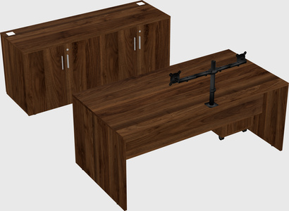 Parallel desk with credenza