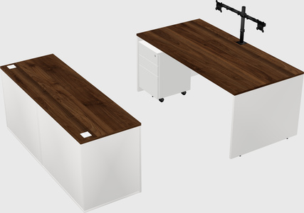 Parallel desk with credenza
