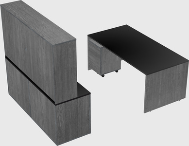 Parallel desk with credenza