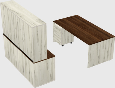 Parallel desk with credenza