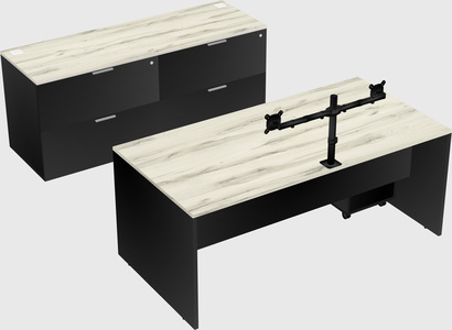 Parallel desk with credenza