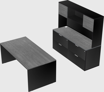 Parallel desk with credenza