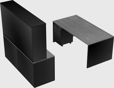 Parallel desk with credenza