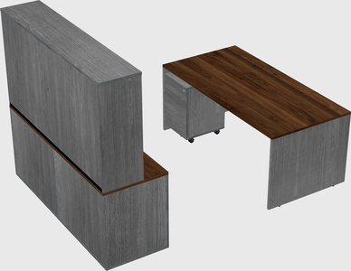 Parallel desk with credenza