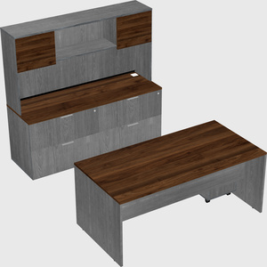 Parallel desk with credenza