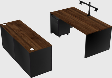 Parallel desk with credenza