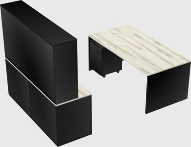 Parallel desk with credenza