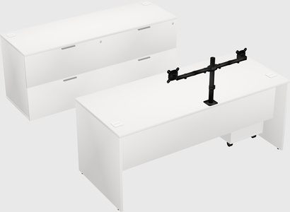 Parallel desk with credenza