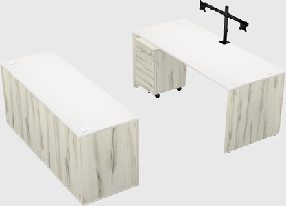 Parallel desk with credenza