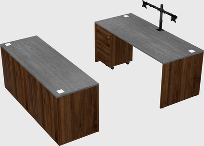 Parallel desk with credenza
