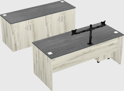 Parallel desk with credenza