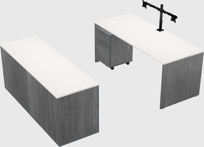 Parallel desk with credenza