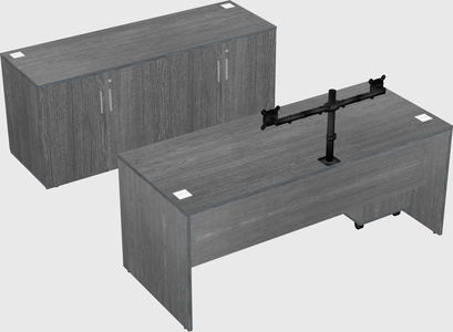 Parallel desk with credenza