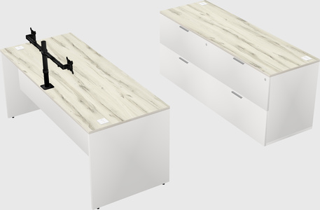 Parallel desk with credenza