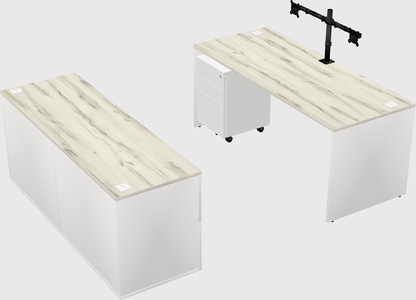 Parallel desk with credenza