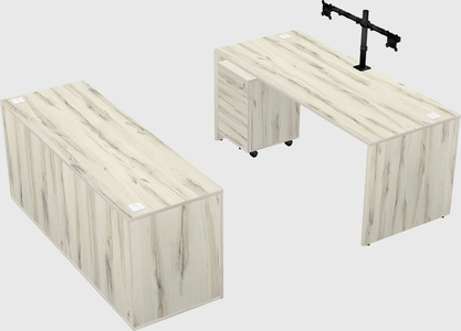 Parallel desk with credenza