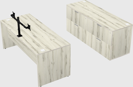 Parallel desk with credenza