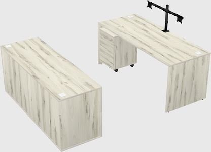 Parallel desk with credenza