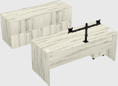 Parallel desk with credenza
