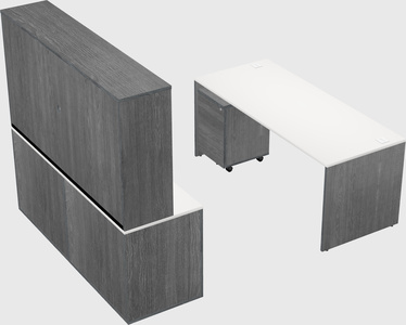 Parallel desk with credenza