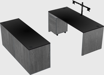 Parallel desk with credenza