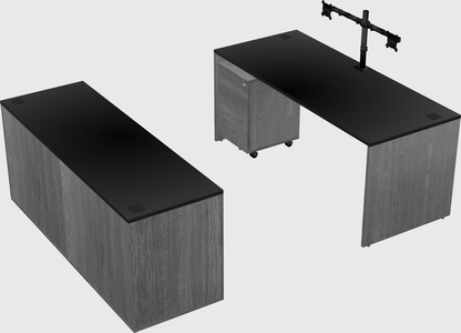 Parallel desk with credenza