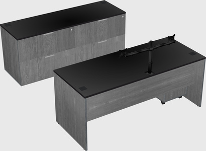Parallel desk with credenza