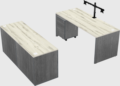 Parallel desk with credenza