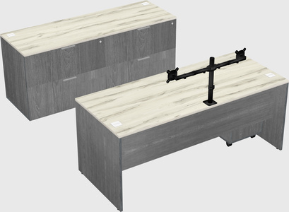 Parallel desk with credenza