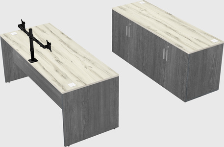 Parallel desk with credenza