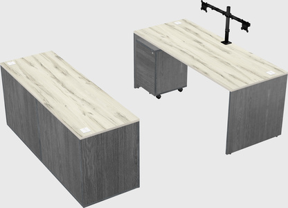 Parallel desk with credenza