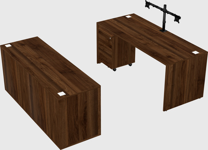 Parallel desk with credenza
