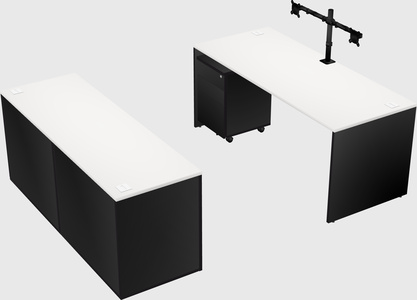 Parallel desk with credenza