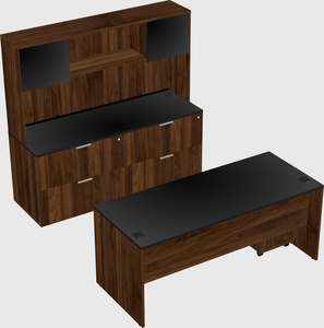 Parallel desk with credenza