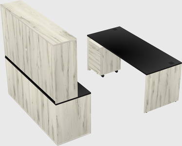 Parallel desk with credenza